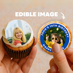 Edible Cake Topper Custom Photo Personalized Topper Cookie Cupcake Topper Icing Sheets Edible Image Pre Cut Topper Party Decor