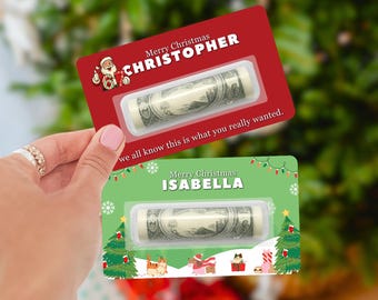 Tarjeta para guardar dinero, regalo de Navidad personalizado, tarjeta para dinero 67