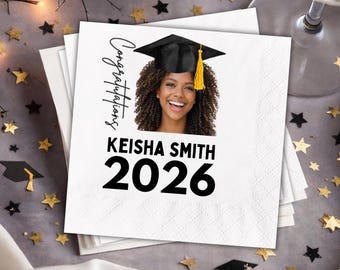 Servilletas de graduación 2026, recuerdos de graduación personalizados, decoración para fiestas de graduación.