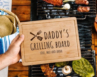 Custom Dad's Grilling Plate, Bbq Cutting Board, Bamboo Grill Plate, Custom Bbq Platter Board, Father's Day Small Tray Platter