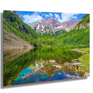 Maroon Bells Landscape Print, Colorado Mountain Photography, Aspen Lake Reflection, Nature Wall Art, Colorado Wall Decor, Maroon Bells Art