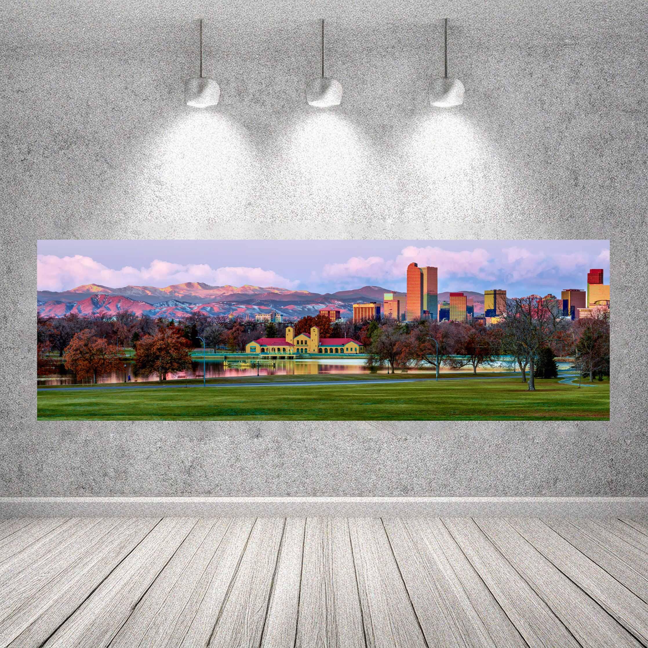 Iconic Denver Signs Panorama: Iconic Denver Skyline Print - Sunrise at City Park - Etsy