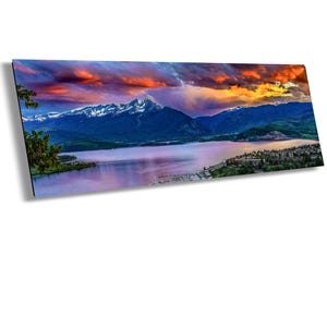 Sunset Over Dillon Reservoir #2, Golden Hour Photography in Colorado, Mountain Canvas, Scenic Landscape, Nature Photography, Lake Reflection