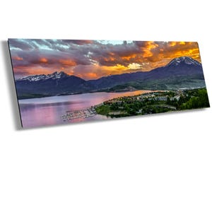 Sunset Over Dillon Reservoir #1, Golden Hour Photography in Colorado, Mountain Canvas, Scenic Landscape, Nature Photography, Lake Reflection