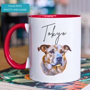 Haustier Tasse vom Foto | Benutzerdefinierte Aquarell Haustier Foto Kaffeebecher | Geschenk für Hundemamis, Hundepapas, Haustierliebhaber | Personalisierte Hundekaffeetasse