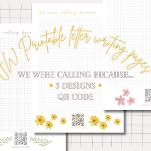Carta da lettere stampabile JW / Codice QR / Pacchetto / Download digitale / Disegni multipli / Sito web