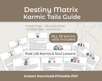 Guía de Colas Kármicas: Matriz del Destino / Karma de Vidas Pasadas y Lecciones del Alma / Hoja de Trucos de Numerología