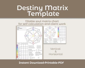Modello di matrice del destino stampabile / Tabella del destino, Numerologia (download digitale)