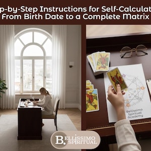 A lifestyle-style banner illustrating step-by-step instructions for self-calculating the Destiny Matrix using a printed PDF guide. The image reinforces the idea of manual calculation, learning by doing, and understanding each formula, appealing to users who want a hands-on approach to destiny matrix numerology and structured self-study.