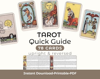 Tarot Cheat Sheet | Upright & Reversed Meanings for All 78 Cards | Tarot Quick Guide Printable