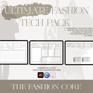 Fashion Tech Pack Template: Editable Design Bundle (Illustrator & Canva) Digital product