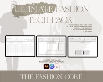 Fashion Tech Pack Template: Editable Design Bundle (Illustrator & Canva) Digital product