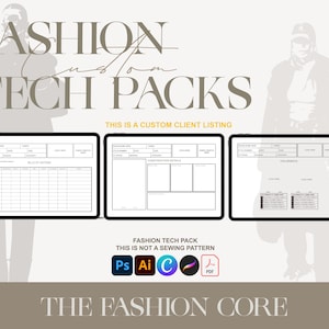 CUSTOM CLIENT – Tech Pack  | Custom Technical CAD Mockup | Trending Fashion Design Editable Technical Pack