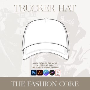 May include: A white trucker hat with a black brim. The hat is a blank template for designing and customizing.