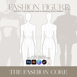 Fashion Illustration Figure: Editable Technical Flat (AI, Canva, Procreate) Digital Download