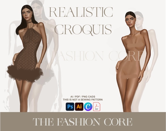 Front View Realistic Fashion Figure V2: For Procreate, AI, Drawing Softwares + More | Digital Download