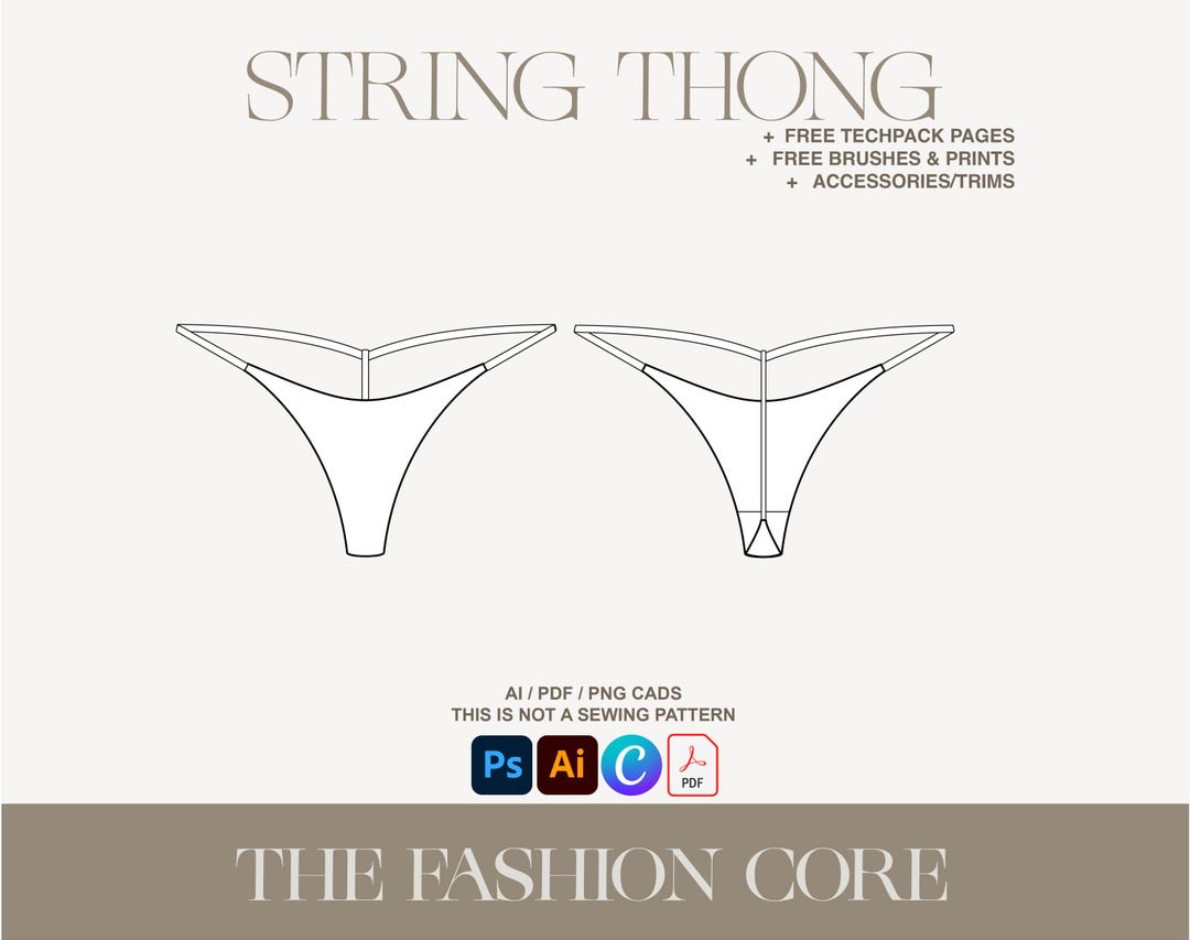 String In Cad String Thong CAD | Trending Fashion Design Editable Technical Flat Ai ...