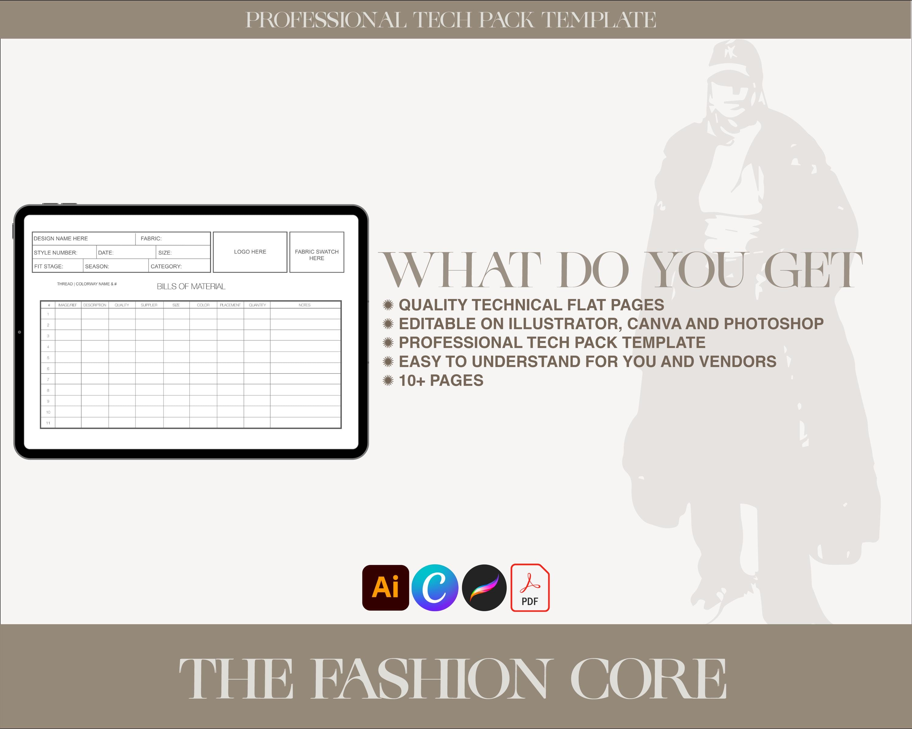 Fashion Tech Pack Template | 10+ Page Fashion Design Editable Technical ...