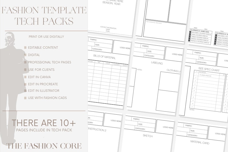 Fashion Tech Pack Template | 10+ Page Fashion Design Editable Technical ...