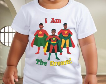 I Am the Dream Superhero-T-shirt babyjongens, Black Pride-T-shirt baby 6 M-24 M, African Colors Juneteenth-shirt