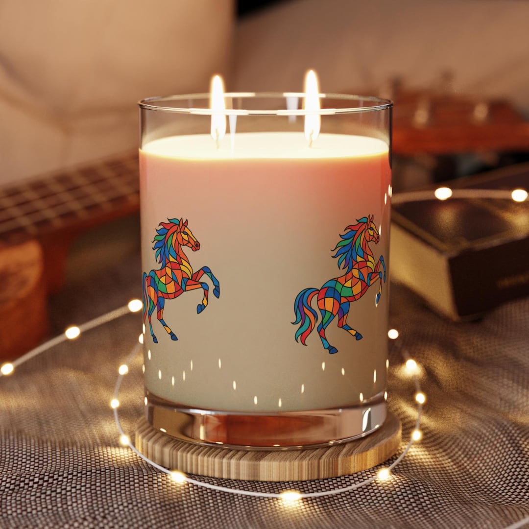 Stained Glass Running Horse Scented Candle | 11oz Soy Wax - Etsy