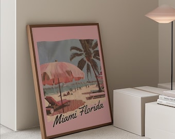 Impresión artística vintage de paisaje de Miami, Florida