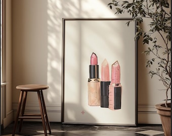 Impresión de arte de pared con maquillaje de lápiz labial