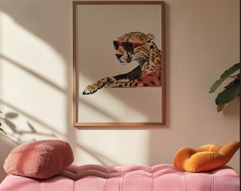 Retro Cheetah Wall Artwork Print
