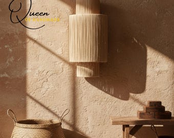 Handcrafted Raffia Wall Sconce: Moroccan Decor Lighting