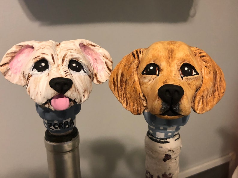 Two Custom Dog Wine Stoppers Etsy