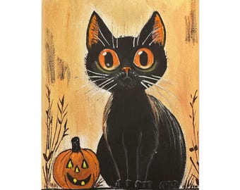 Big Eyed Black Cat Rolled Poster