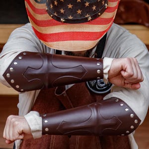 Bowmans Leather Bracers Viking Costume Ren Faire Cosplay Armor & Renaissance Festival Reenactment SCA Armor Medieval Costume Accessories