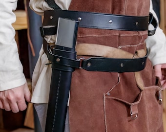 Medieval Knight Leather Belt Sword Frog Cosplay LARP Double Wrap Renaissance Accessory Leather Hip Belt
