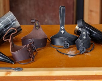 Viking Accessories Leather Costume Drinking Horn Holster Cosplay Medieval Accessories Renaissance Costume Tankard Hip Belt Accessory