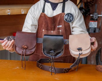 Silas Medieval Belt Pouch Leather Accessory Renaissance Festival Hip Bag Leather Belt Bag Pouch Cosplay Medieval EDC Pouch