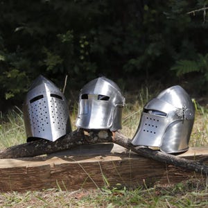 Medieval Cosplay Larp Costume Visored Barbuta Helmet w/ Interior Leather Lining Renaissance Costume SCA Fantasy Armor immagine 10