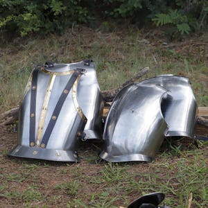 SCA Medieval Armor French Napoleonic Cuirass Viking Cosplay Larp Costume Breastplate Fantasy Armor with Brass Trim & Leather