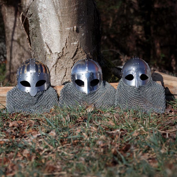 Medieval Viking Gjermundbu Chainmail Helmet Renaissance Faire Viking Decor Vendel Helmet Medieval Cosplay Larp Viking Costume