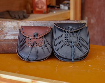 Ren Faire Medieval Style Leather Sporran Belt Pouch Handcrafted Scottish Highland Kilt Reenactment LARP Accessory