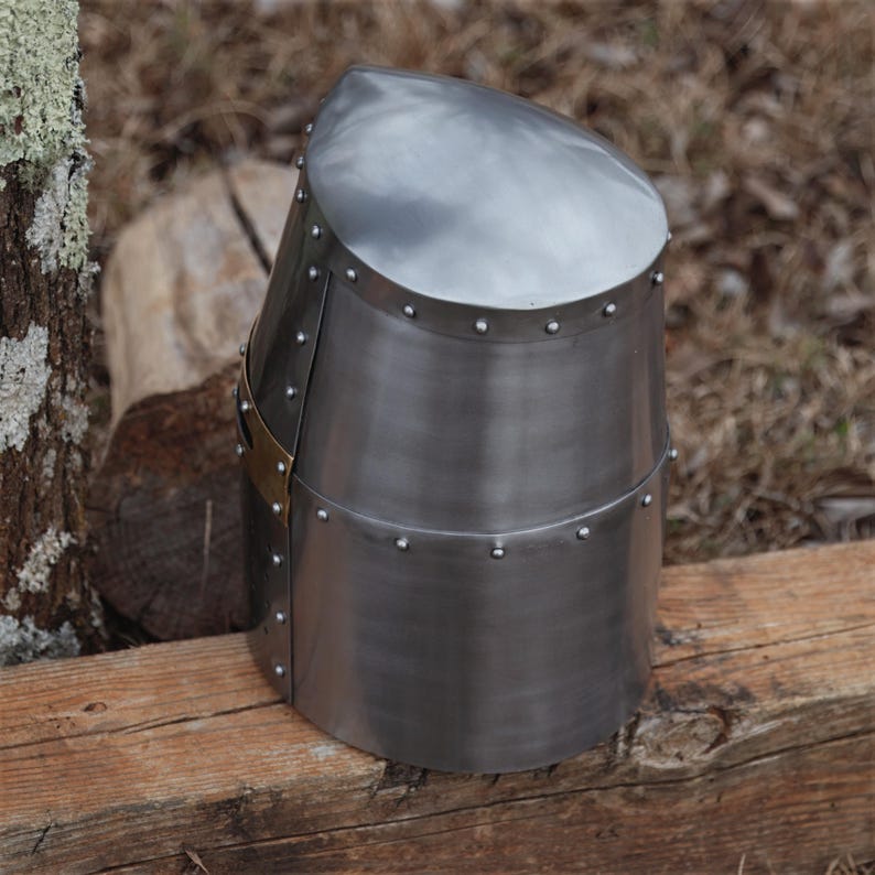 Ren Faire Medieval Decor Knight Helmet Cosplay Larp Costume Crusader Helmet Renaissance Dress Medieval Knight Templar Helmet image 9