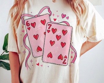 Chemise à jouer aux cartes dés cerises 6-7, BCBG 67 Six Seven chemise Saint-Valentin Coquette drôle de chemise, Six Seven Trendy