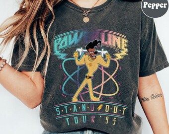 Chemise rétro Disney Goofy Powerline Stand Out Tour 95, chemise Max Dingo Roxanne Powerline, chemise Disney World Tour, chemise de film Dingo