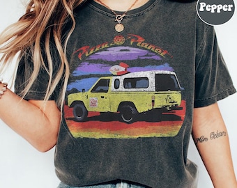 Vintage Disney Pixar Toy Story pizza planète camion chemise en détresse, Buzz l'Éclair T-shirt unisexe cadeau d'anniversaire de famille T-shirt enfant enfant adulte