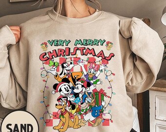 Chemise de Noël rétro Disney très joyeux, chemise de Noël Mickey et ses amis, chemise de Noël famille Disney, chemise de Noël Disney assortie