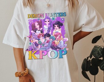Chemise pour filles Huntrix, vêtements de chasseurs de démons Kpop avec Rumi, Joey, Mira, joli cadeau pour les fans d'anime, chemise de partisans Saja pour garçons, t-shirt anime confortable