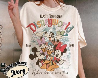 vintage chemise Walt Disney Disneyworld, chemise Disneyworld rétro, chemise Mickey et ses amis, chemise Disney vacances en famille 2026, t-shirt voyage Disney