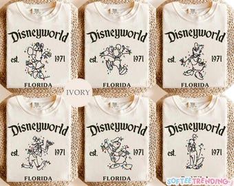chemise de Noël Disneyworld vintage, chemise de Noël Mickey et ses amis, chemises de famille de Noël Disney, chemise de vacances Disney