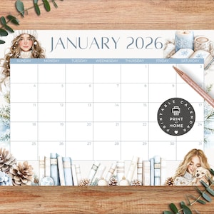 印刷可能な月間カレンダー - 2025年1月 PDFダウンロード - コージーフェミニンコレクション - CC003