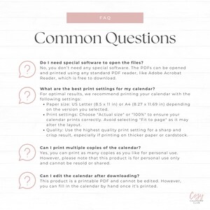 Printable Monthly Calendar - February 2026 PDF Download - Cozy Feminine Collection - CC003 image 5