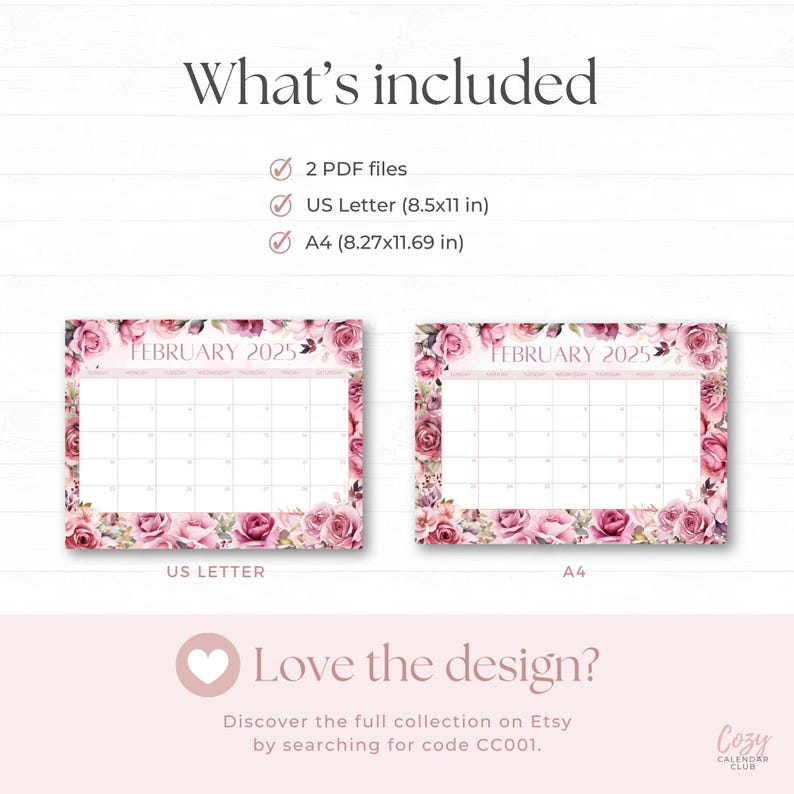 Printable Monthly Calendar - February 2025 PDF Download - Watercolor ...